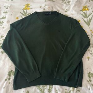 Ralph Lauren Men's Deep Green V-Neck Sweater